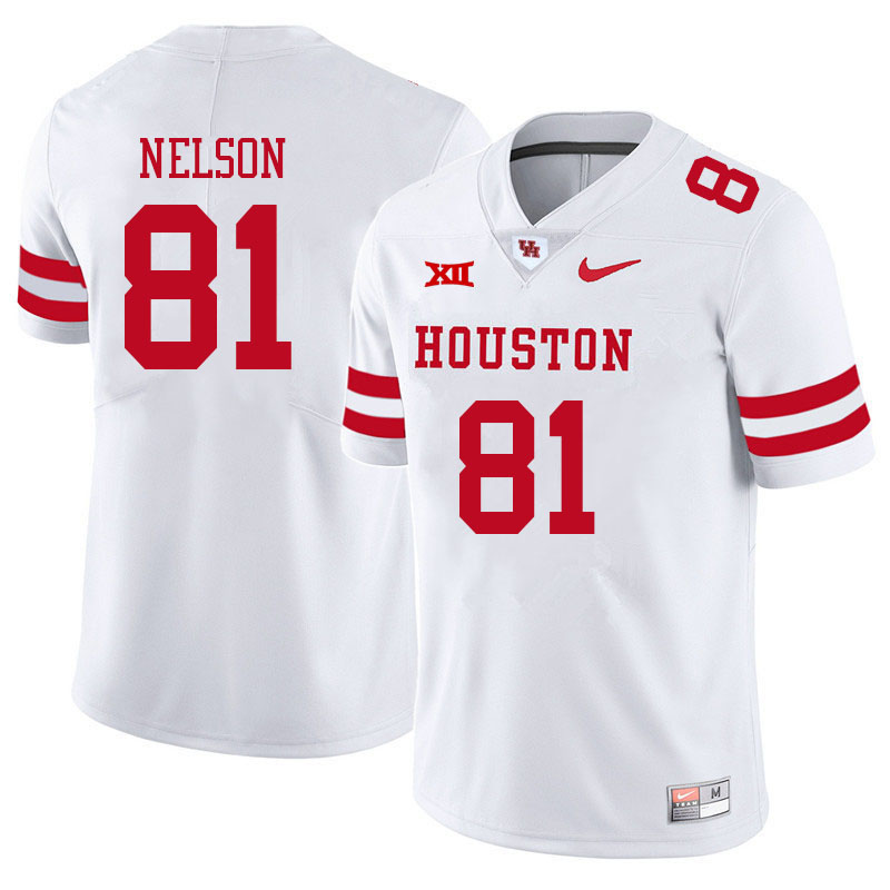 Men #81 CJ Nelson Houston Cougars College Big 12 Conference Football Jerseys Sale-White